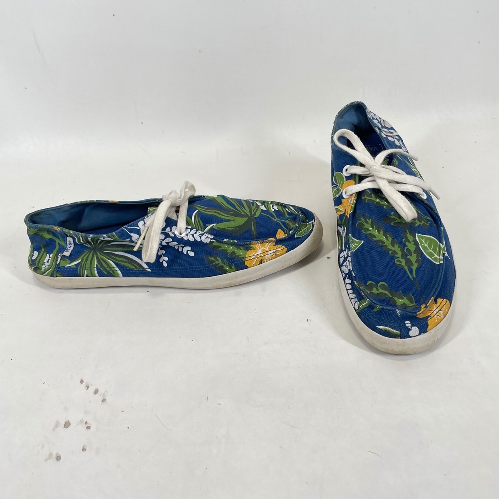 Vans Rata Vulc SF Mens 11.5 Blue Tropical Floral Surf Boat Shoes VN-0JXM5F6